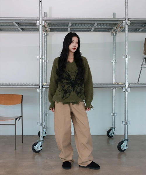 [2024FW][UNISEX]ビンテージバタフライデザイン・アンゴラニット（ニット/セーター）｜FOLLOWIN（フォロウィン）