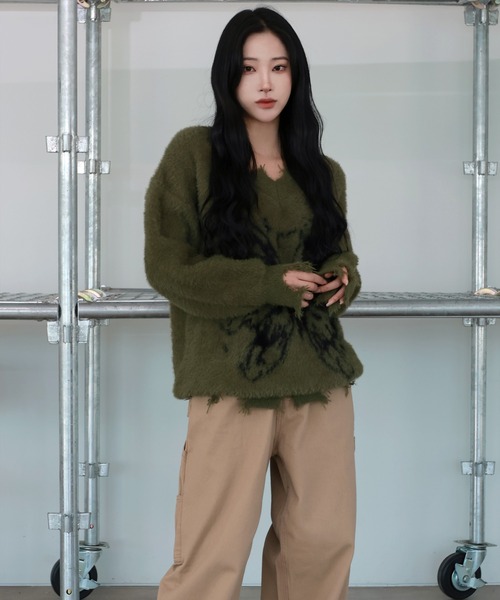 [2024FW][UNISEX]ビンテージバタフライデザイン・アンゴラニット（ニット/セーター）｜FOLLOWIN（フォロウィン）