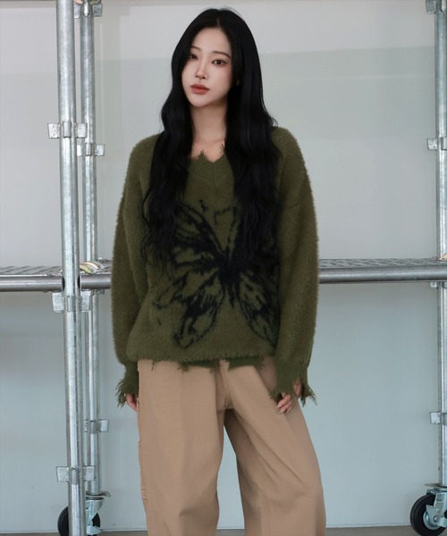 [2024FW][UNISEX]ビンテージバタフライデザイン・アンゴラニット（ニット/セーター）｜FOLLOWIN（フォロウィン）