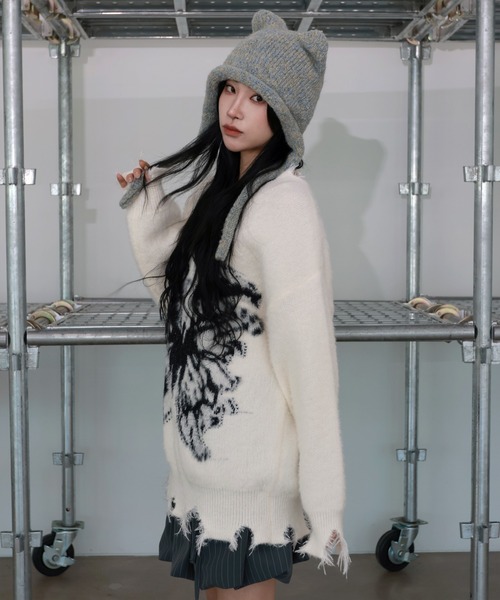 [2024FW][UNISEX]ビンテージバタフライデザイン・アンゴラニット（ニット/セーター）｜FOLLOWIN（フォロウィン）