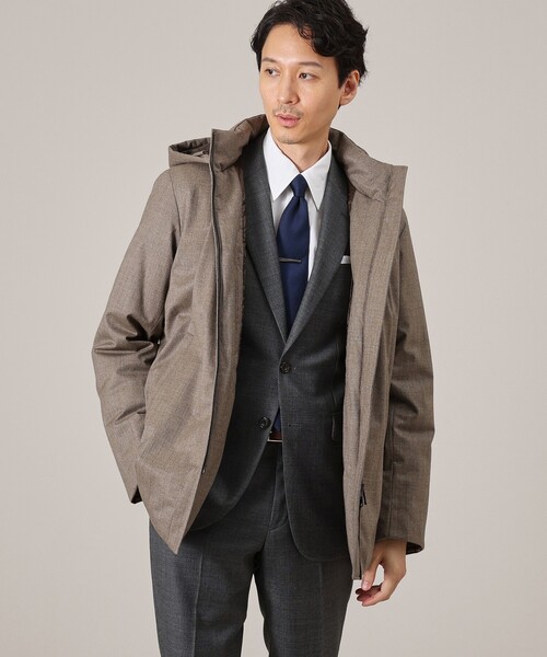 TAKEO KIKUCHI(タケオキクチ)の「◆【ONOFF対応】Super100'sウール ピンヘッド ダウンブルゾン(ダウンジャケット/コート・メンズ・グレー/ブラウン系・04/03/02)」の3枚目の写真