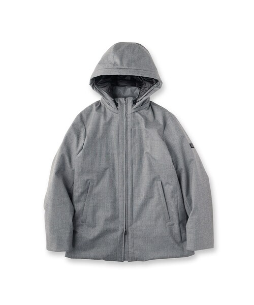 セール】【ONOFF対応】Super100'sウール ピンヘッド ダウンブルゾン