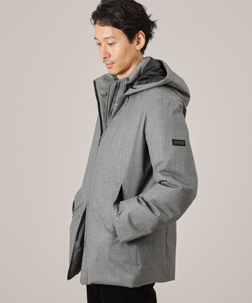 セール】【ONOFF対応】Super100'sウール ピンヘッド ダウンブルゾン