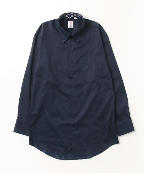 TOKYO SHIRTS（トウキョウシャツ）の「【ペコちゃん×TOKYO SHIRTS】 形態安定ノーアイロン ボタンダウン 長袖ビジネスワイシャツ（ビジネスシャツ・メンズ・ネイビー・首回り37cm-裄丈80cm/首回り39cm-裄丈80cm/首回り39cm-裄丈84cm/首回り41cm-裄丈82cm/首回り41cm-裄丈86cm/首回り42cm-裄丈82cm/首回り42cm-裄丈86cm/首回り43cm-裄丈82cm/首回り43cm-裄丈86cm）」の2枚目の写真