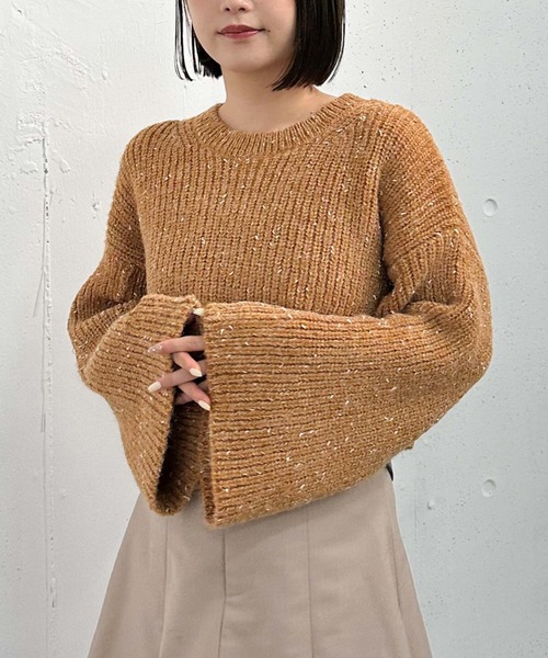 archives（アルシーヴ）の「ラメネップメランジ畦ニット（ニット/セーター・レディース・アイボリー/オレンジ/ブルー・MEDIUM）」の3枚目の写真