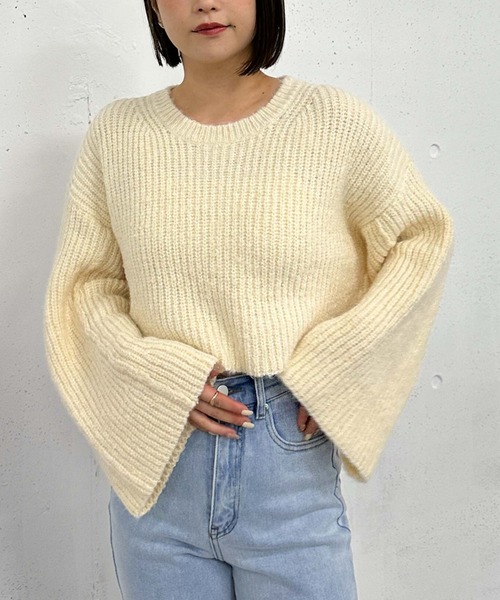 archives（アルシーヴ）の「ラメネップメランジ畦ニット（ニット/セーター・レディース・アイボリー/オレンジ/ブルー・MEDIUM）」の2枚目の写真