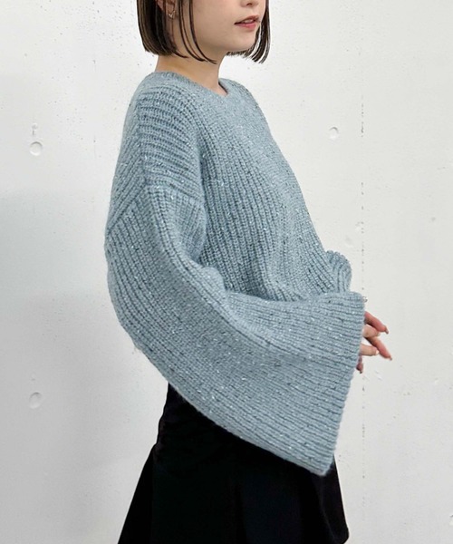 archives（アルシーヴ）の「ラメネップメランジ畦ニット（ニット/セーター・レディース・アイボリー/オレンジ/ブルー・MEDIUM）」の14枚目の写真