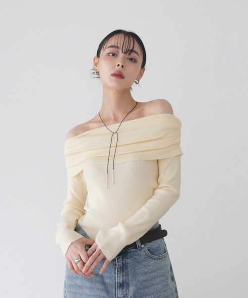 ギャザーオフショルニット（ニット/セーター）｜LIAN（リアン