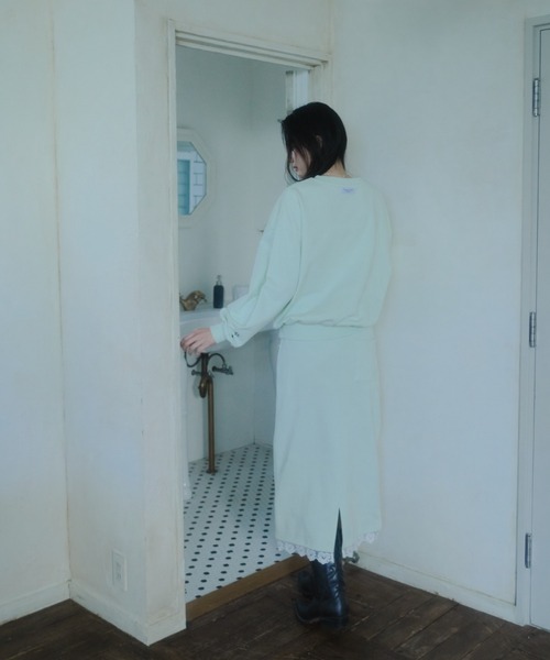 セール】Sweat lace skirt/レース付きスウェットスカート
