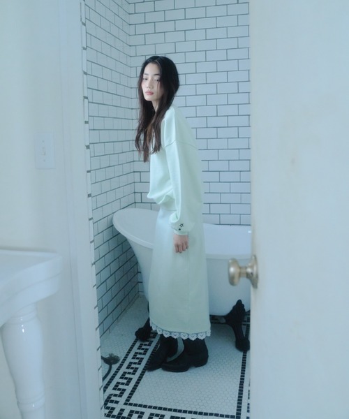Sweat lace skirt/レース付きスウェットスカート（スカート