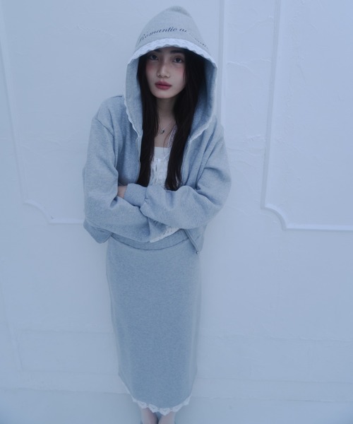 Sweat lace skirt/レース付きスウェットスカート（スカート