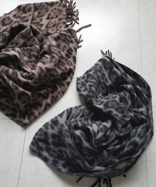 me+em select(ミームセレクト)の「【 2color 】レオパードボリュームフリンジマフラー / reopard volume fringe muffler(マフラー・レディース・グレー/ピンク・FREE)」の15枚目の写真
