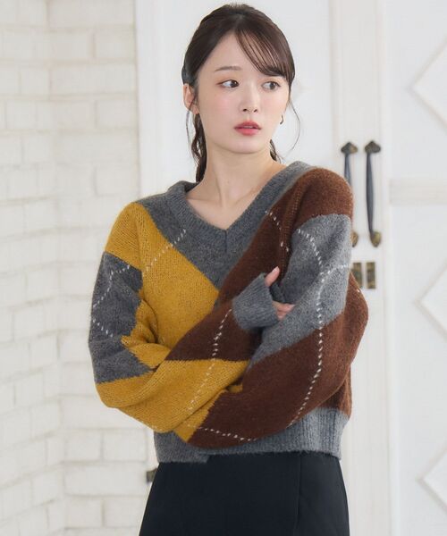 セール】アーガイル柄NTPO（ニット/セーター）｜ems excite