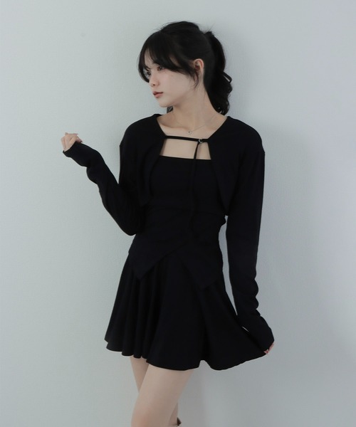 M DOLLY(エムドリー)の「bolero+flare mini set up/ボレロ+フレアミニセットアップ(セットアップ・レディース・グレー/ブラック・M/S)」の4枚目の写真