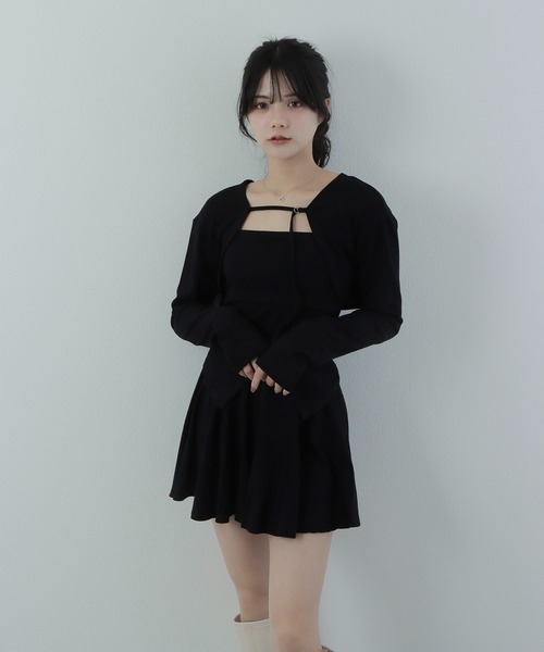 M DOLLY(エムドリー)の「bolero+flare mini set up/ボレロ+フレアミニセットアップ(セットアップ・レディース・グレー/ブラック・M/S)」の5枚目の写真