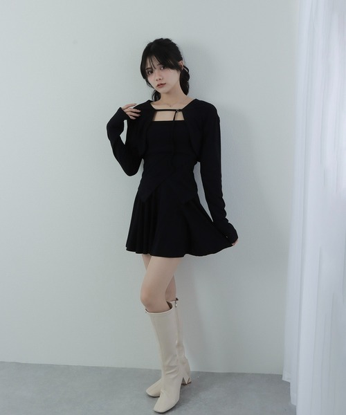 M DOLLY(エムドリー)の「bolero+flare mini set up/ボレロ+フレアミニセットアップ(セットアップ・レディース・グレー/ブラック・M/S)」の7枚目の写真