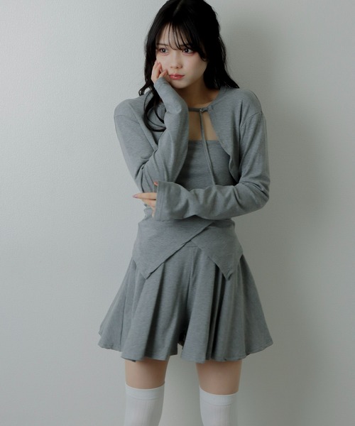 M DOLLY(エムドリー)の「bolero+flare mini set up/ボレロ+フレアミニセットアップ(セットアップ・レディース・グレー/ブラック・M/S)」の12枚目の写真