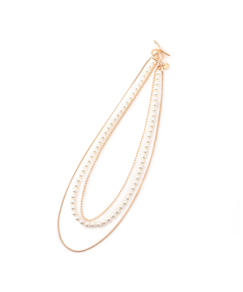 VIS（ビス）の「レイヤードガラスパールネックレス（ネックレス・レディース・シルバー/ゴールド・FREE）」の6枚目の写真