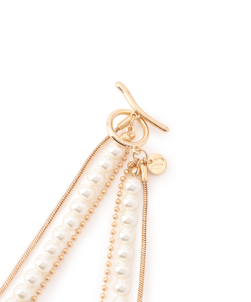 VIS（ビス）の「レイヤードガラスパールネックレス（ネックレス・レディース・シルバー/ゴールド・FREE）」の7枚目の写真