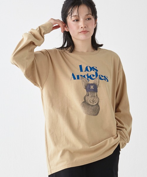 KRIFF MAYER（クリフメイヤー）の「RUUUコラボロンT(LA)（Tシャツ/カットソー・メンズ・オフホワイト/ネイビー/ベージュ/チャコール・LARGE/MEDIUM/X-LARGE）」の4枚目の写真