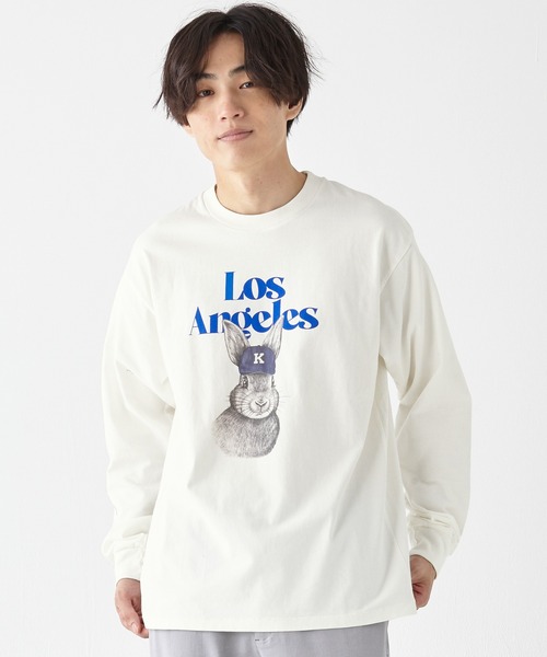 KRIFF MAYER（クリフメイヤー）の「RUUUコラボロンT(LA)（Tシャツ/カットソー・メンズ・オフホワイト/ネイビー/ベージュ/チャコール・LARGE/MEDIUM/X-LARGE）」の5枚目の写真