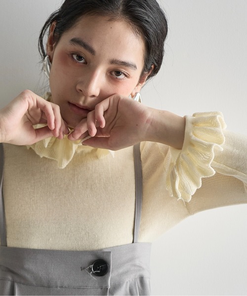 フリルハイネックニットトップス（ニット/セーター）｜THE YOn