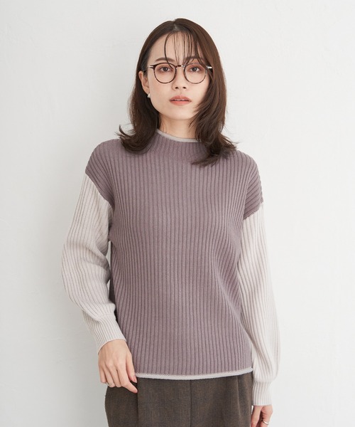 ikka（イッカ）の「配色ワイドリブニットプルオーバー（ニット/セーター・レディース・モカ/ミント/オフホワイト・L/M/S）」の22枚目の写真