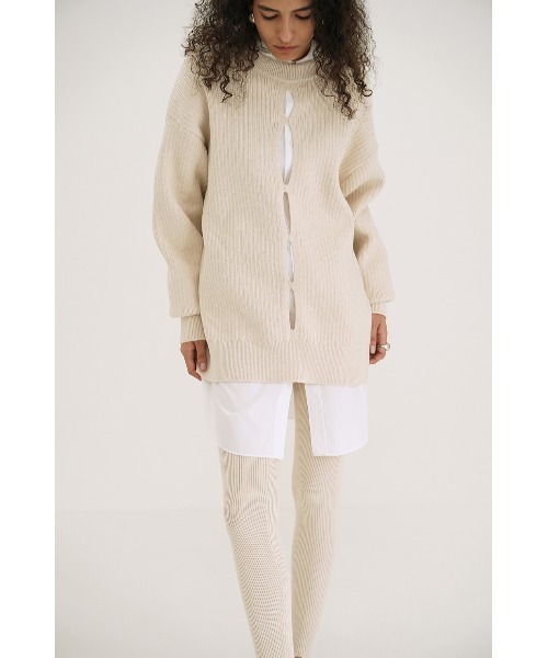 CLANE（クラネ）の「CLANE/クラネ/W FACE COLOR MIX HOLE SLEEVE C/D（カーディガン/ボレロ・レディース・アイボリー/ブラック/ピンク・1）」の10枚目の写真