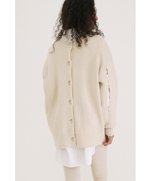 CLANE（クラネ）の「CLANE/クラネ/W FACE COLOR MIX HOLE SLEEVE C/D（カーディガン/ボレロ・レディース・アイボリー/ブラック/ピンク・1）」の9枚目の写真