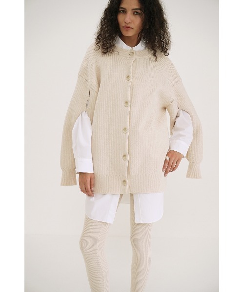 CLANE（クラネ）の「CLANE/クラネ/W FACE COLOR MIX HOLE SLEEVE C/D（カーディガン/ボレロ・レディース・アイボリー/ブラック/ピンク・1）」の8枚目の写真