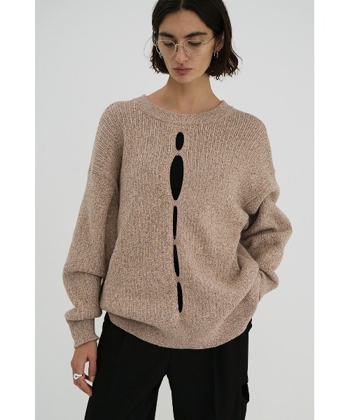 CLANE（クラネ）の「CLANE/クラネ/W FACE COLOR MIX HOLE SLEEVE C/D（カーディガン/ボレロ・レディース・アイボリー/ブラック/ピンク・1）」の4枚目の写真