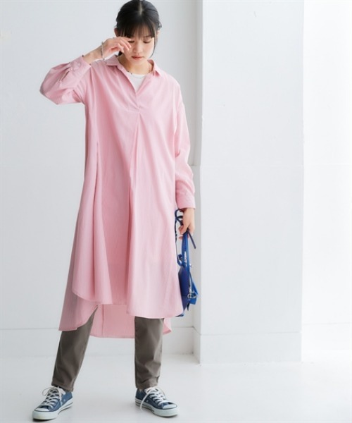 nissen（ニッセン）の「オーバーサイズブロードスキッパーシャツワンピース（UVカット・イージーケア）（シャツワンピース・レディース・グリーン系その他/オフホワイト/ブルー/ピンク系その他・L/M/S/3L/LL）」の13枚目の写真