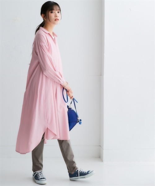 nissen（ニッセン）の「オーバーサイズブロードスキッパーシャツワンピース（UVカット・イージーケア）（シャツワンピース・レディース・グリーン系その他/オフホワイト/ブルー/ピンク系その他・L/M/S/3L/LL）」の14枚目の写真