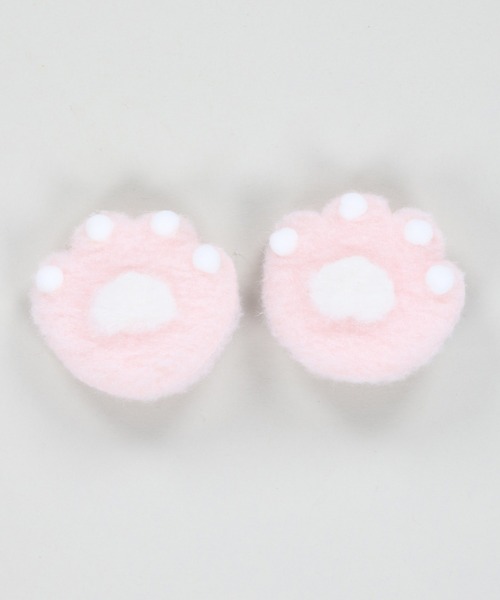 2個セット】肉球フェルトヘアクリップ（バレッタ/ヘアクリップ 