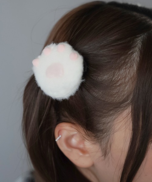 2個セット】肉球フェルトヘアクリップ（バレッタ/ヘアクリップ 