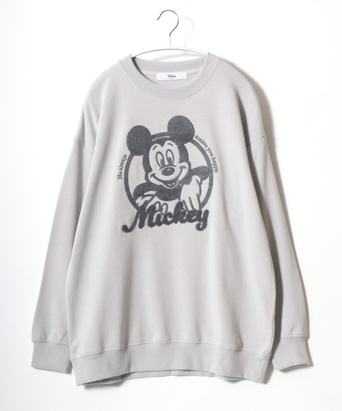 Disney(ディズニー)の「Disney(ディズニー)キャラクター サークルロゴ サガラ刺繍スウェットトレーナー レディース/ミッキーマウス/ミニーマウス/プルート/ドナルドダッグ(スウェット・レディース・グレイッシュベージュ/ブルー/ピンク/イエロー・L/M)」の3枚目の写真