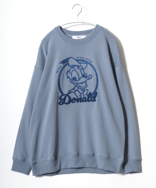 Disney(ディズニー)の「Disney(ディズニー)キャラクター サークルロゴ サガラ刺繍スウェットトレーナー レディース/ミッキーマウス/ミニーマウス/プルート/ドナルドダッグ(スウェット・レディース・グレイッシュベージュ/ブルー/ピンク/イエロー・L/M)」の11枚目の写真