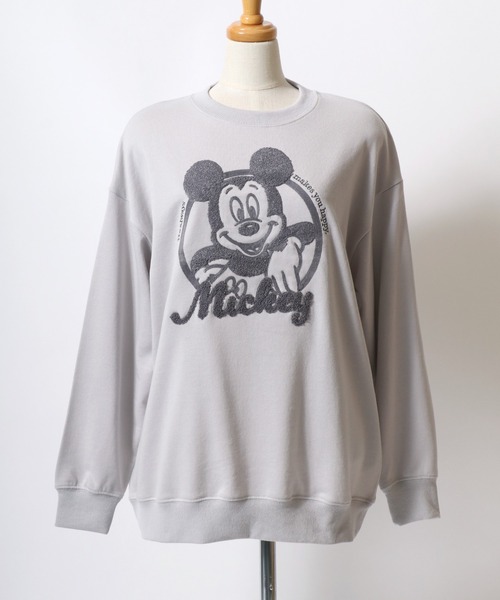 Disney(ディズニー)の「Disney(ディズニー)キャラクター サークルロゴ サガラ刺繍スウェットトレーナー レディース/ミッキーマウス/ミニーマウス/プルート/ドナルドダッグ(スウェット・レディース・グレイッシュベージュ/ブルー/ピンク/イエロー・L/M)」の20枚目の写真