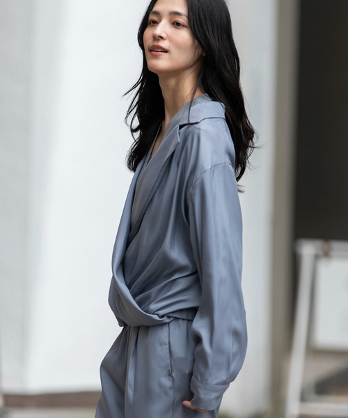 Munich（ミューニック）の「【接触冷感】キュプラツィルテーラードトップス（その他アウター・レディース・ブルーグレー/ブラック/カーキ・FREE）」の18枚目の写真