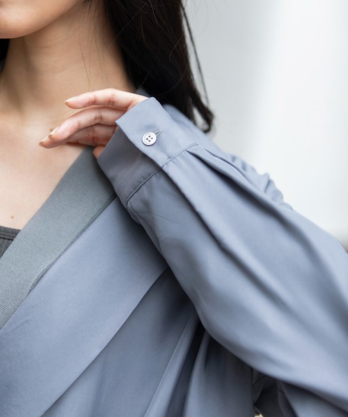 Munich（ミューニック）の「【接触冷感】キュプラツィルテーラードトップス（その他アウター・レディース・ブルーグレー/ブラック/カーキ・FREE）」の10枚目の写真