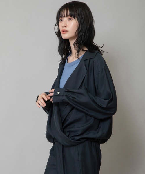 Munich（ミューニック）の「【接触冷感】キュプラツィルテーラードトップス（その他アウター・レディース・ブルーグレー/ブラック/カーキ・FREE）」の6枚目の写真