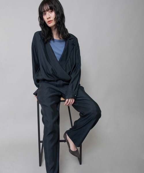 Munich（ミューニック）の「【接触冷感】キュプラツィルテーラードトップス（その他アウター・レディース・ブルーグレー/ブラック/カーキ・FREE）」の9枚目の写真