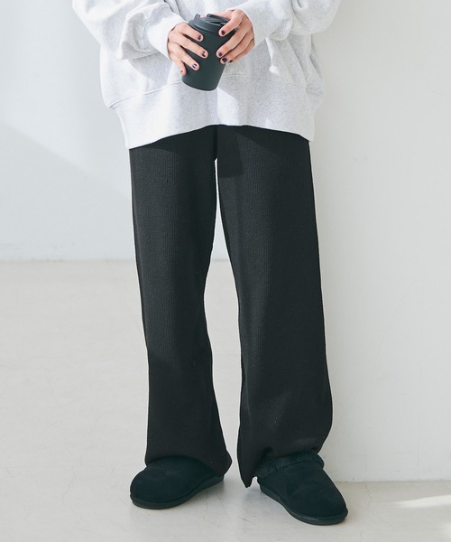coca(coca)(コカ)の「リブイージーパンツ(その他パンツ・レディース・ブラック/グレー・M/L)」の2枚目の写真