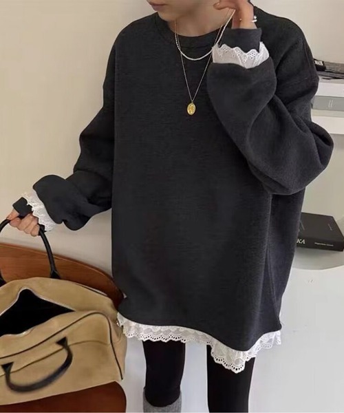 AMAJI（アマジ）の「レースカットソープルオーバー（その他トップス・レディース・ダークグレー/グレー・SMALL/MEDIUM/LARGE/X-LARGE）」の2枚目の写真