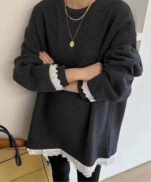 AMAJI（アマジ）の「レースカットソープルオーバー（その他トップス・レディース・ダークグレー/グレー・SMALL/MEDIUM/LARGE/X-LARGE）」の4枚目の写真
