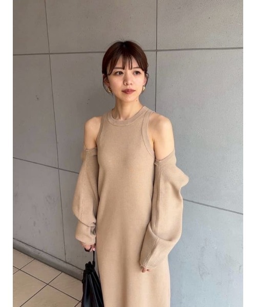 Mila Owen(ミラオーウェン)の「アメスリニットナローワンピース【手洗い可能】(ワンピース・レディース・ベージュ/ブラック/グレー・0/1)」の8枚目の写真