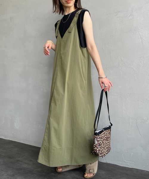 DANTON（ダントン）の「[DANTON/ダントン] Vネック ジャンパースカート（ジャンパースカート・レディース・ブラック/オリーブ・36）」の15枚目の写真