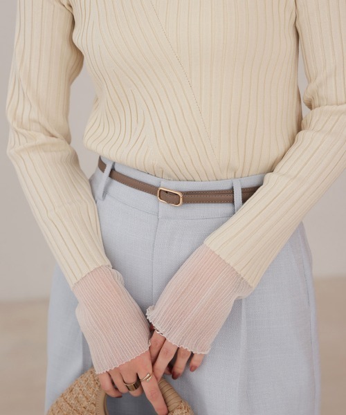 Bab（バブ）の「スクエアモチーフベルト（ベルト・レディース・ベージュ/ブラック/アイボリー/ブルー/モカ/グレイッシュベージュ・ONESIZE）」の5枚目の写真