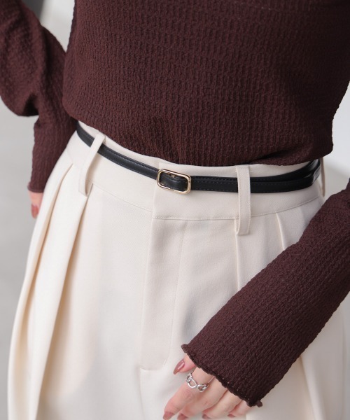 Bab（バブ）の「スクエアモチーフベルト（ベルト・レディース・ベージュ/ブラック/アイボリー/ブルー/モカ/グレイッシュベージュ・ONESIZE）」の3枚目の写真