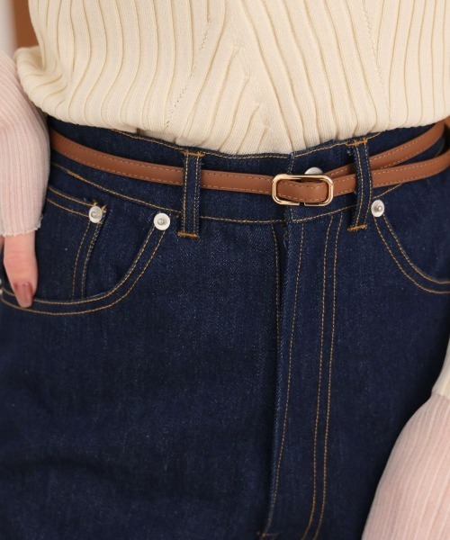 Bab（バブ）の「スクエアモチーフベルト（ベルト・レディース・ベージュ/ブラック/アイボリー/ブルー/モカ/グレイッシュベージュ・ONESIZE）」の4枚目の写真